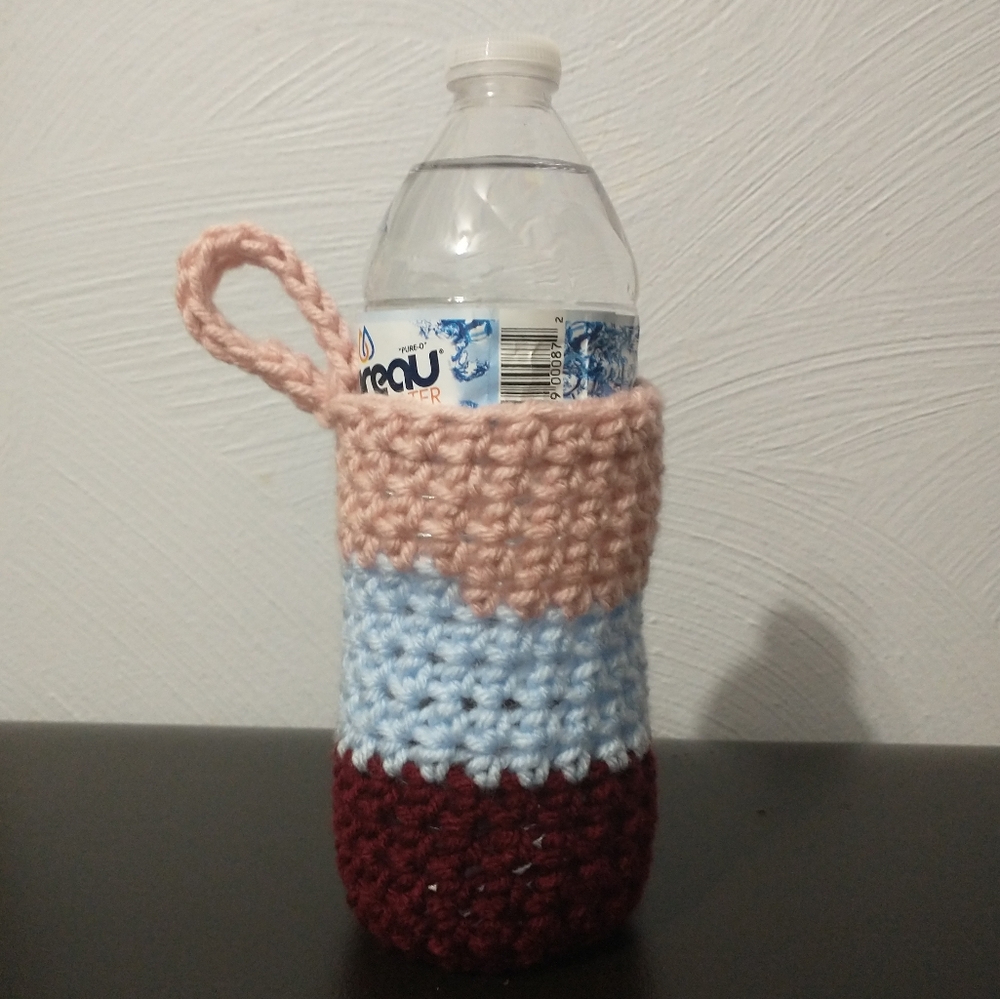 Handmade JFaith Designs Striped Water Bottle Bag